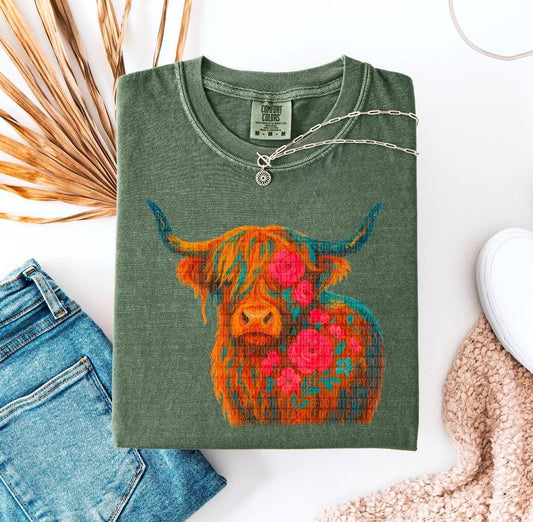 Highland Cow and Rooster
